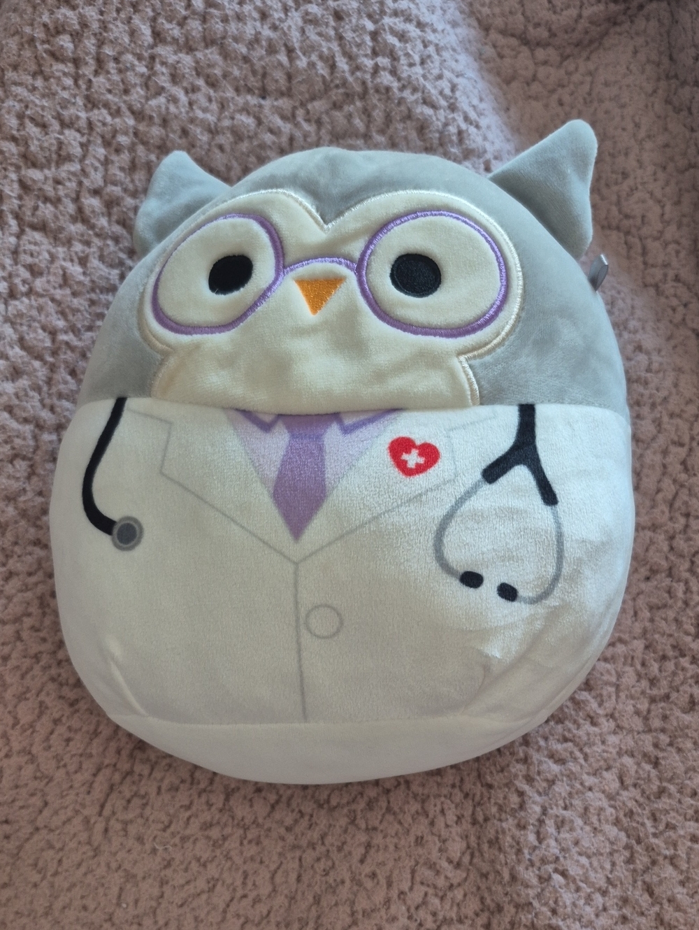 Squishmallows Gray & White Owl Doctor Plush